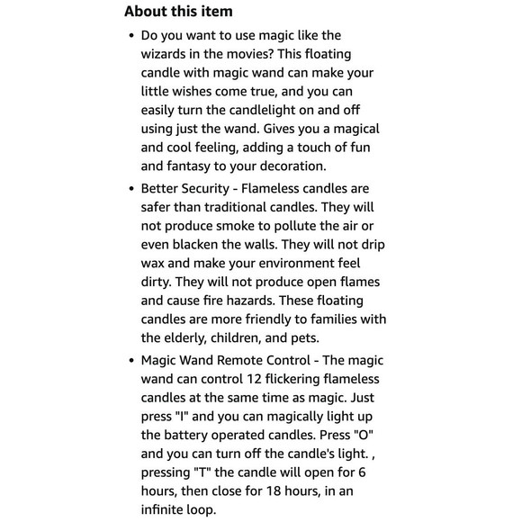 12 Floating Candles with Magic Wand Halloween Flameless LED Wizard - Picture 9 of 11